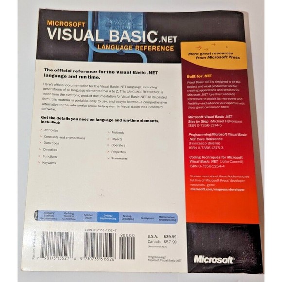 Lot of 2 VB.NET Language Books -  In a Nutshell, 2nd Ed [W CDROM]  + MS Press - Picture 8 of 10